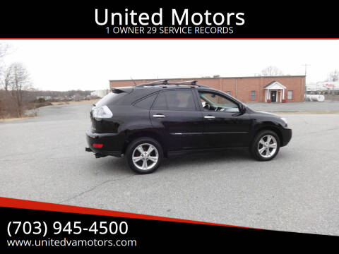 2008 Lexus RX 400h for sale at United Motors in Fredericksburg VA