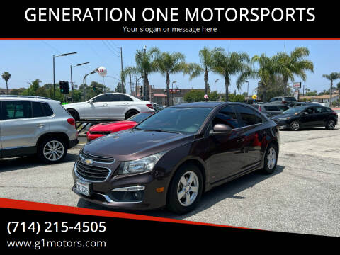 2015 Chevrolet Cruze for sale at GENERATION ONE MOTORSPORTS in La Habra CA