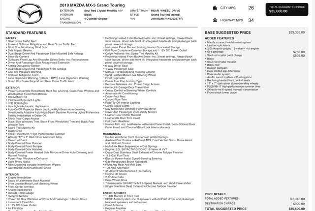 2019 Mazda MX-5 Miata RF Grand Touring