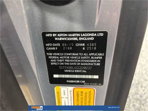 2016 Aston Martin V8 Vantage GT Roadster