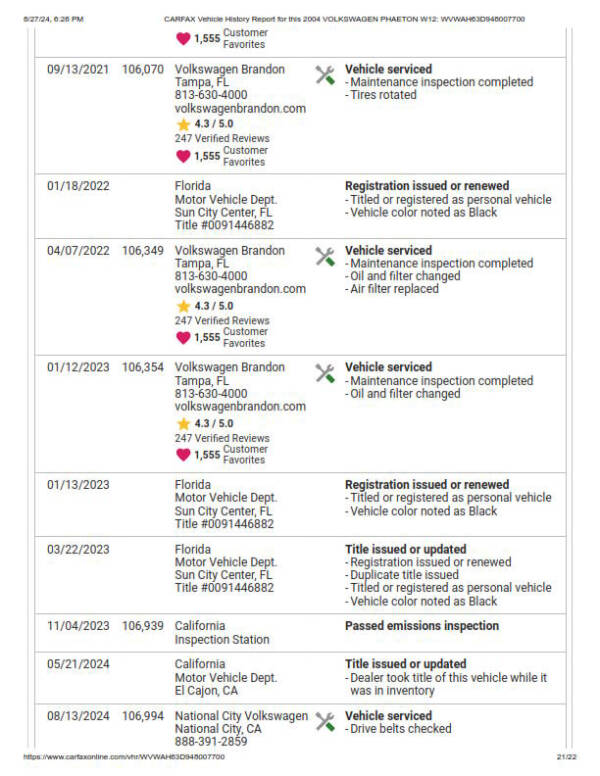 2004 Volkswagen Phaeton Premiere Edition W12
