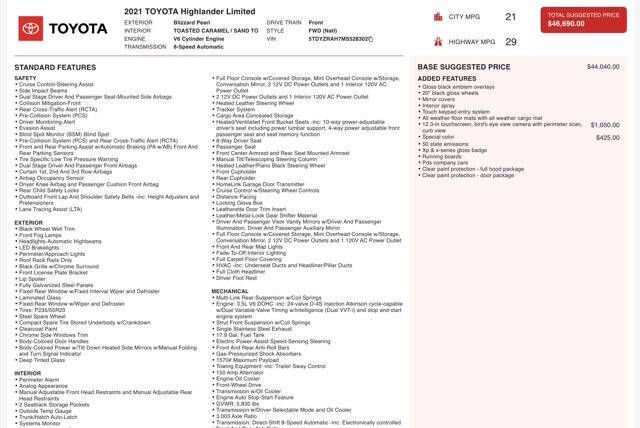 2021 Toyota Highlander Limited