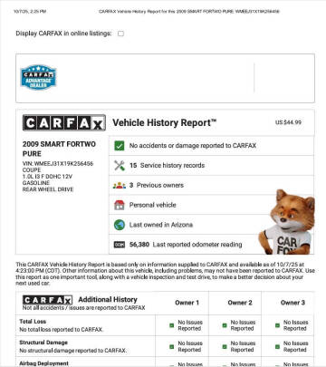2009 Smart fortwo pure