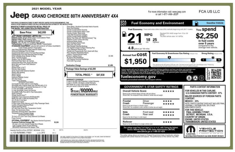 2021 Jeep Grand Cherokee 80th Anniversary Edition
