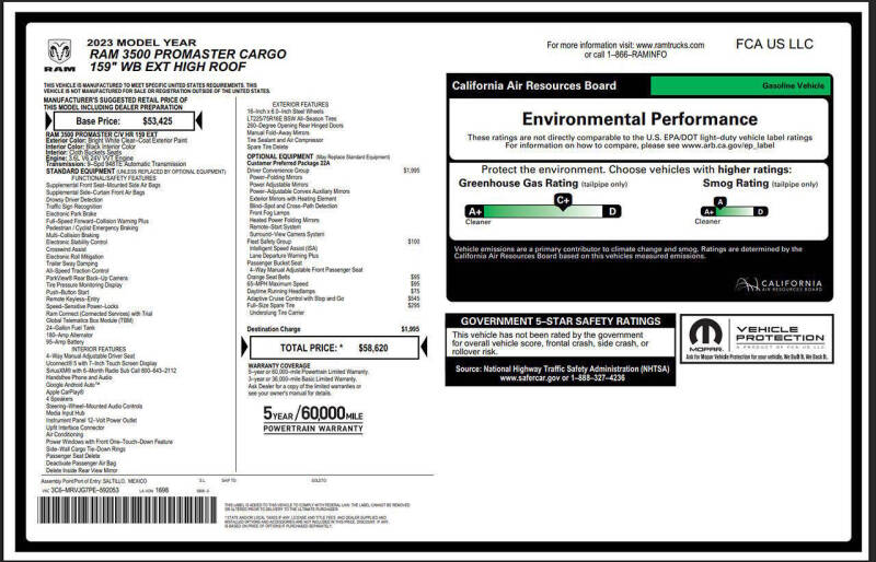 2023 RAM ProMaster 3500 159 WB