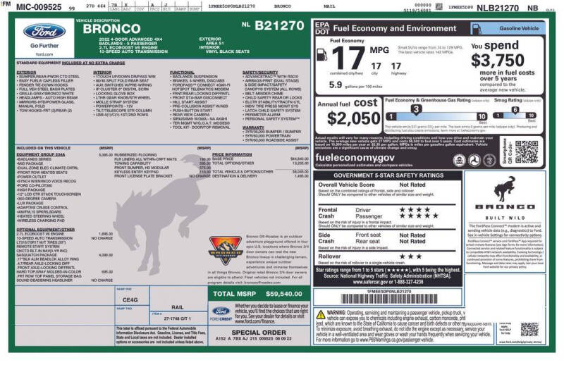 2022 Ford Bronco Badlands Advanced