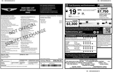 2025 Genesis G80 3.5T Sport Prestige