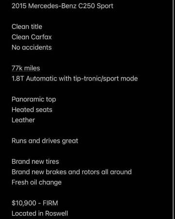 2015 Mercedes-Benz C-Class C 250