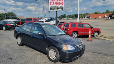 2003 Honda Civic for sale at FIRST CHOICE AUTO Inc in Middletown OH