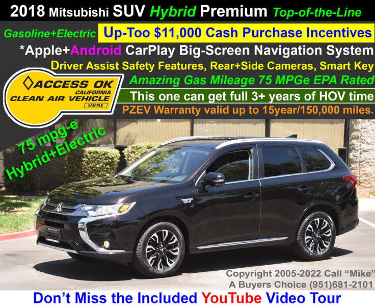 2018 Mitsubishi Outlander PHEV for sale at A Buyers Choice in Jurupa Valley CA