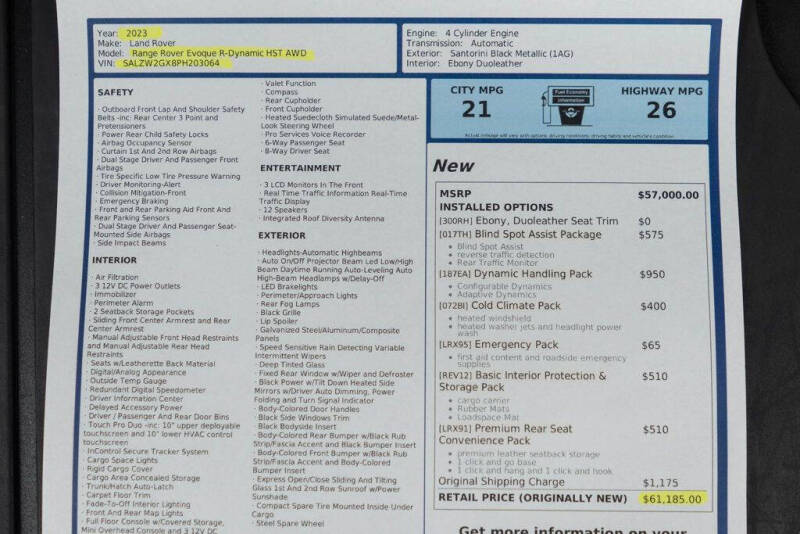 2023 Land Rover Range Rover Evoque P300 R-Dynamic HST