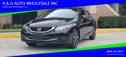 2013 Honda Civic for sale at K & O AUTO WHOLESALE INC in Jacksonville FL
