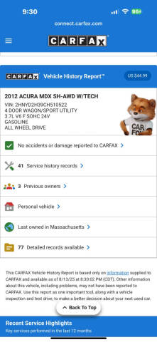 2012 Acura MDX SH-AWD w/Tech