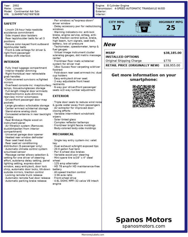 2002 Lincoln Continental