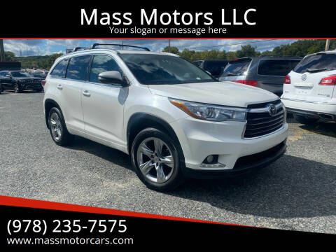 2014 Toyota Highlander for sale at Mass Motors LLC in Worcester MA