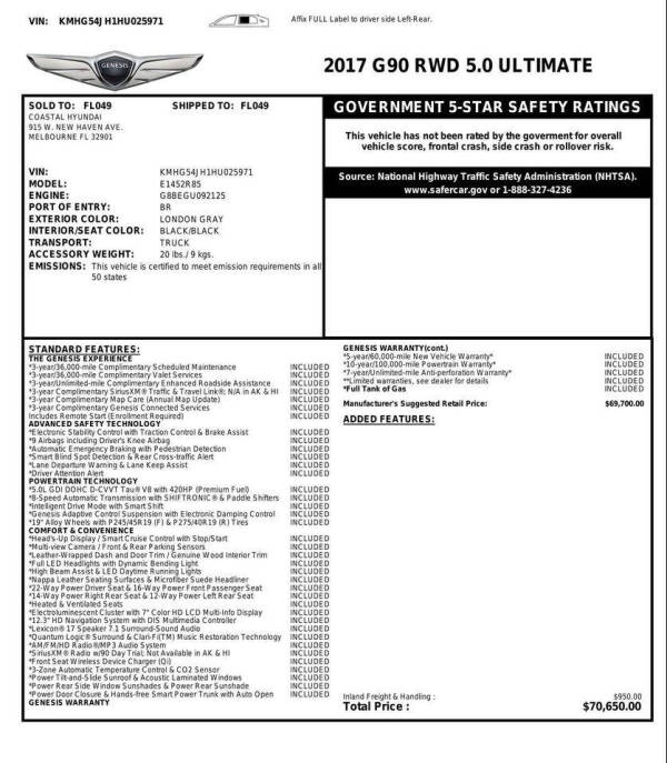 2017 Genesis G90