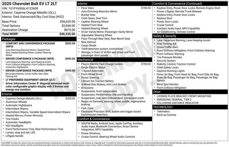 2020 Chevrolet Bolt EV LT