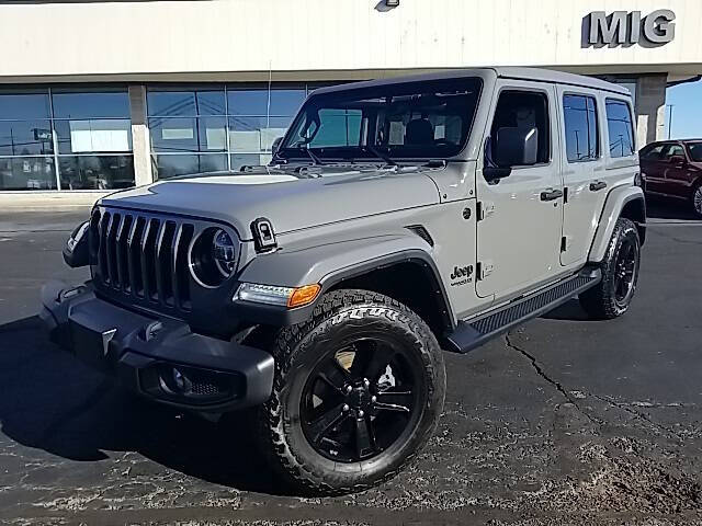 Used 2021 Jeep Wrangler Unlimited Sahara Altitude with VIN 1C4HJXEG4MW649950 for sale in Bellefontaine, OH