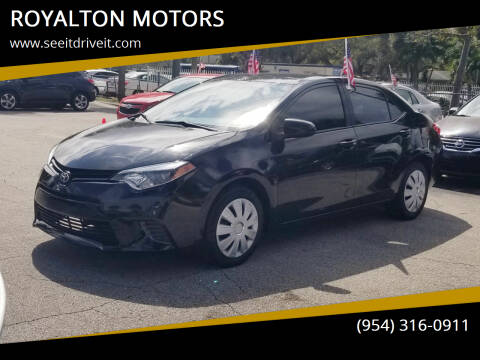 2016 Toyota Corolla for sale at ROYALTON MOTORS in Plantation FL