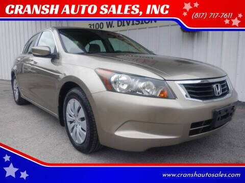 2008 Honda Accord for sale at CRANSH AUTO SALES, INC in Arlington TX