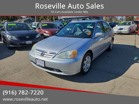2002 Honda Civic for sale at Roseville Auto Sales in Roseville CA
