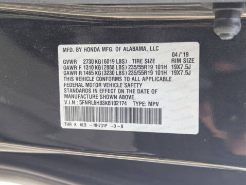 2019 Honda Odyssey Elite