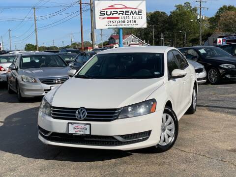 2012 Volkswagen Passat for sale at Supreme Auto Sales in Chesapeake VA