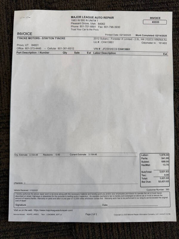 2012 Subaru Forester 2.5X Limited