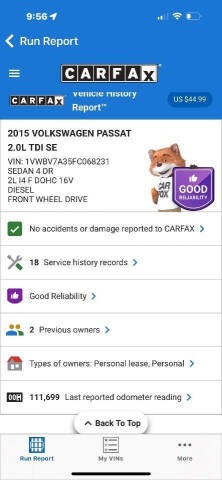 2015 Volkswagen Passat 2.0L TDI SE