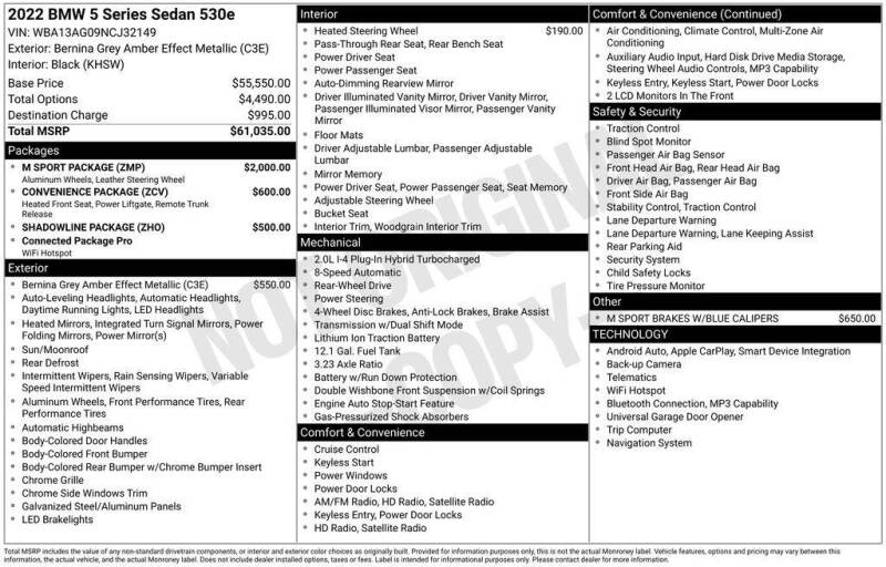 2022 BMW 5 Series 530e