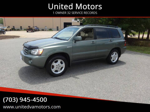 2005 Toyota Highlander for sale at United Motors in Fredericksburg VA