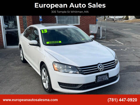 2013 Volkswagen Passat for sale at European Auto Sales in Whitman MA