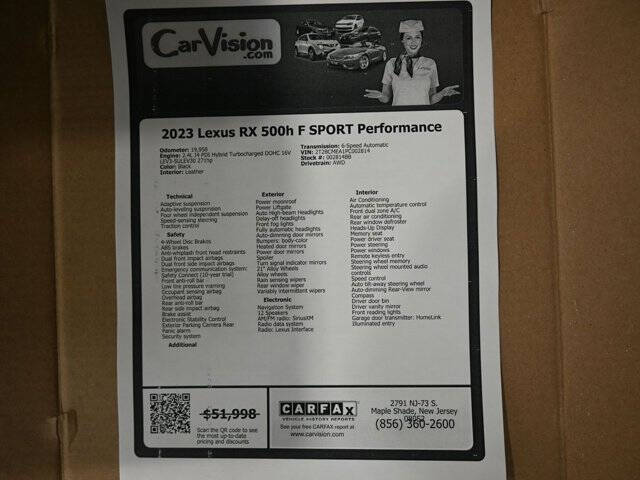 2023 Lexus RX 500h F SPORT Performance