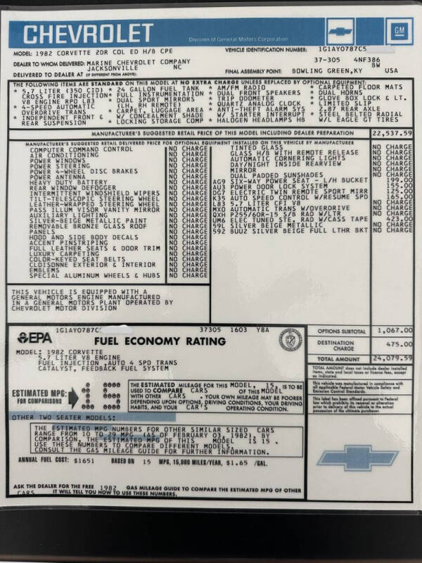 1982 Chevrolet Corvette Collector Edition
