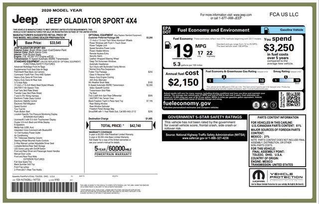 2020 Jeep Gladiator Sport