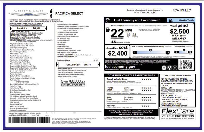 2025 Chrysler Pacifica Select