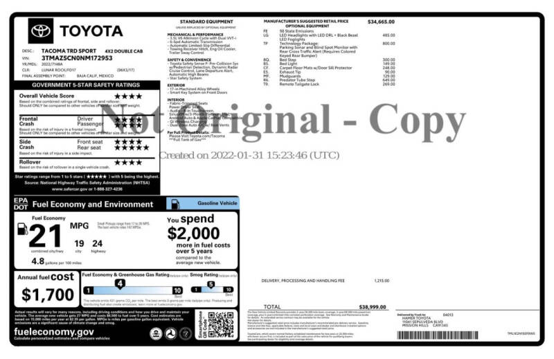 2022 Toyota Tacoma TRD Sport