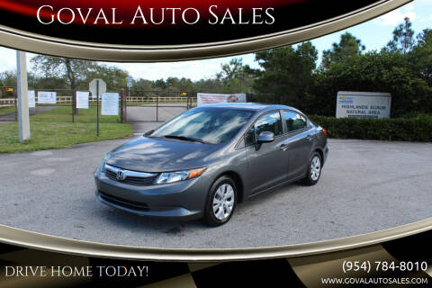 2012 Honda Civic for sale at Goval Auto Sales in Pompano Beach FL
