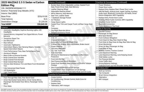 2025 Mazda Mazda3 Sedan 2.5 S Carbon Edition