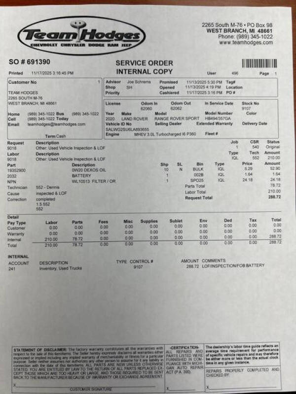 2020 Land Rover Range Rover Sport SE