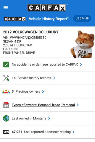 2012 Volkswagen CC Lux