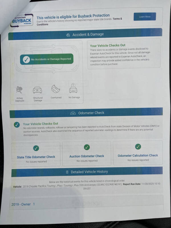 2019 Chrysler Pacifica Touring L Plus 35th Anniversary