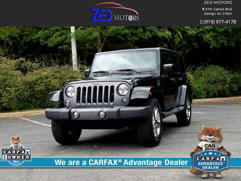 2016 Jeep Wrangler Unlimited for sale at Zed Motors in Raleigh NC