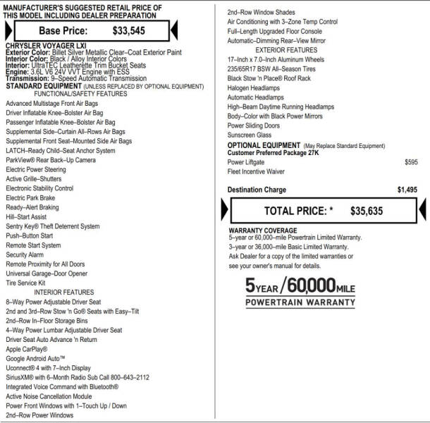 2021 Chrysler Voyager LXi