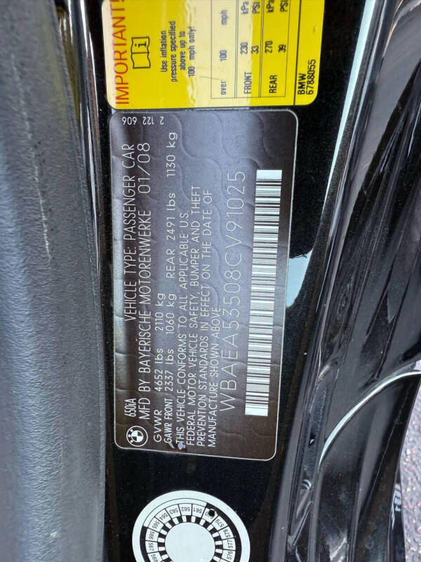 2008 BMW 6 Series 650i