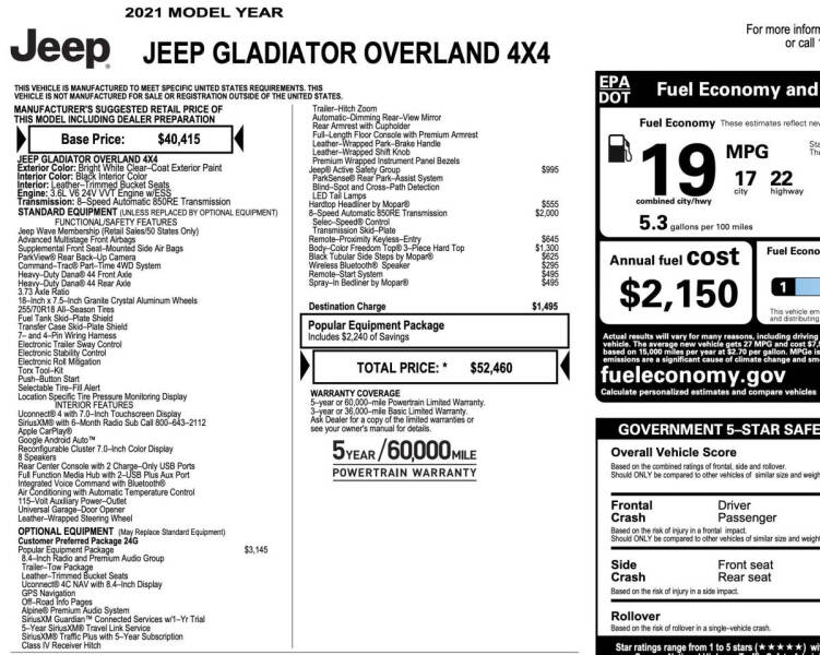 2021 Jeep Gladiator Overland