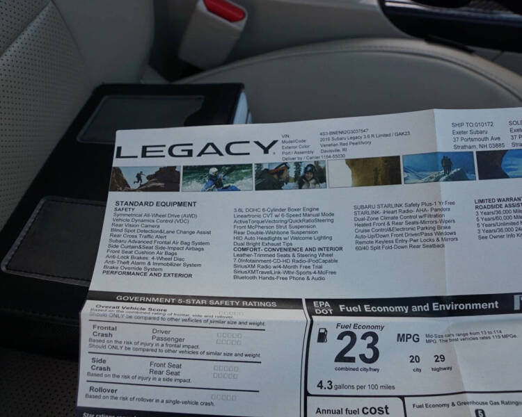 2016 Subaru Legacy 3.6R Limited