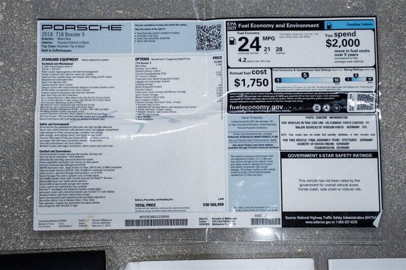 2018 Porsche 718 Boxster S