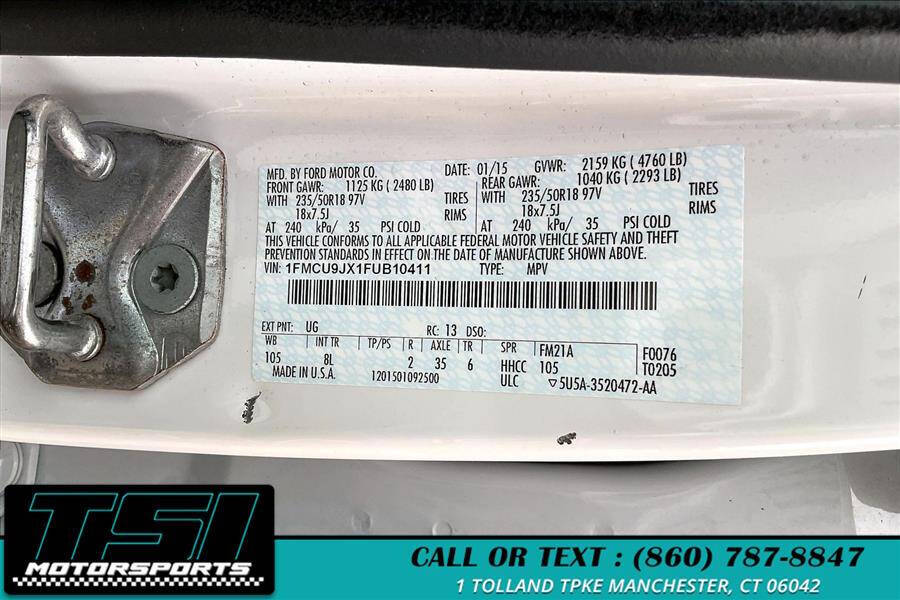 White Platinum Metallic Tri-Coat 2015 Ford Escape Titanium AWD Titanium 4dr SUV 36