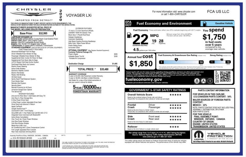 2020 Chrysler Voyager LXi